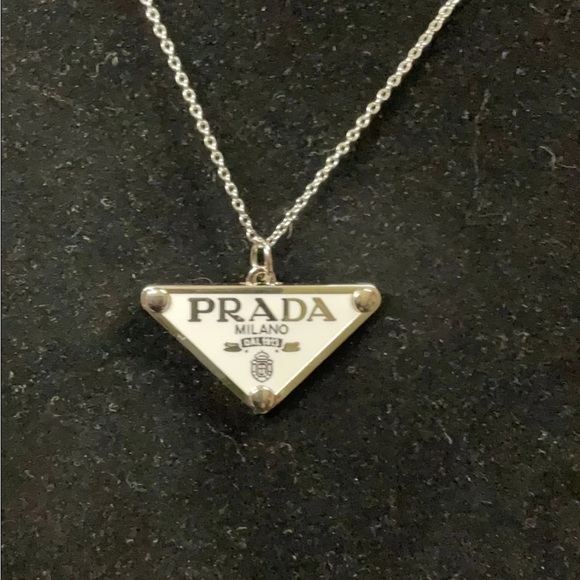 None Other - White and Silver Triangle Pendant